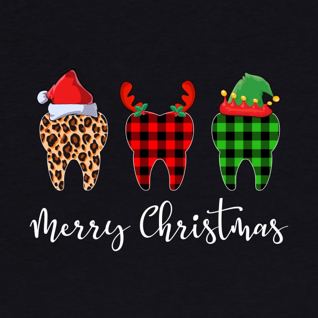 Merry Christmas Leopard Red Green Plaid Tooth by Dunnhlpp